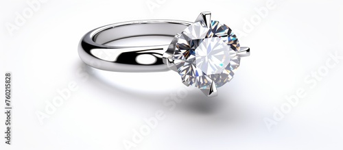 Sparkling Diamond Ring on Elegant White Background - Symbol of Love, Luxury, and Romance