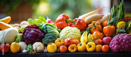 Abundant Fresh Vegetables Spread Out on a Wooden Table Ready for Cooking Preparation