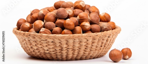 Farm-fresh Hazelnuts Arranged in a Rustic Wicker Basket - Natural Harvest Aesthetic