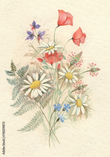 Watercolor flowers on the background