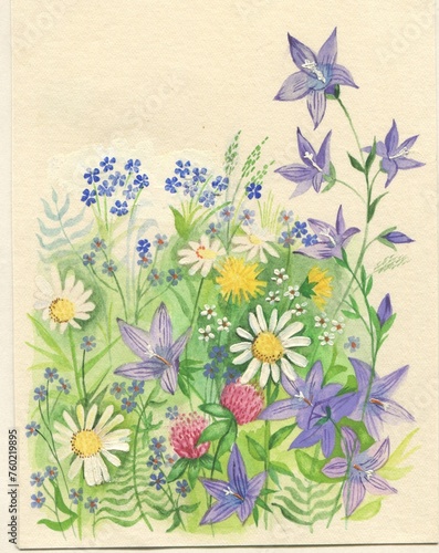 Watercolor vintage flowers 