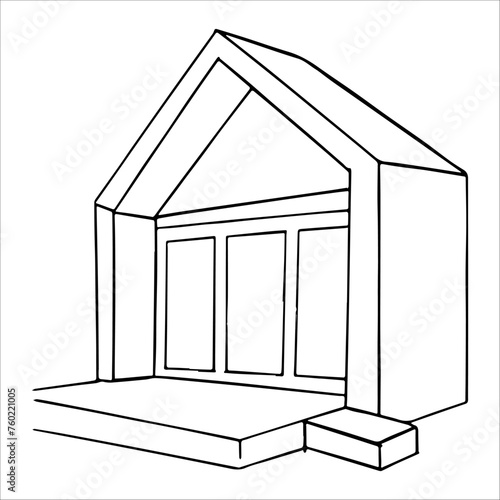 Vector drawing of glamping resorts with bubble, wooden and glass houses, comfortable outdoor recreation. Doodle graphics of a hike in nature, background of mountains and fields, steppes.