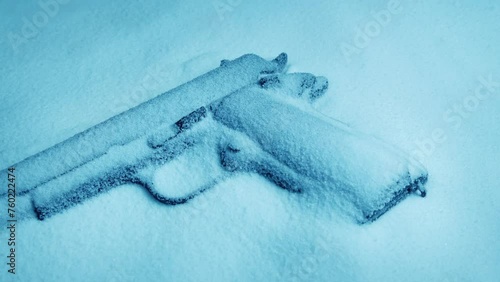 Police Photograph Gun Dropped In The Snow
