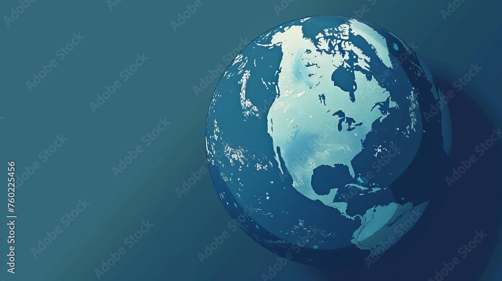 Obraz premium A stylized globe focuses on North America, its contours a roadmap to exploration and discovery, vector illustration