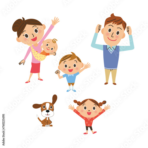 空を見上げる仲良し家族 