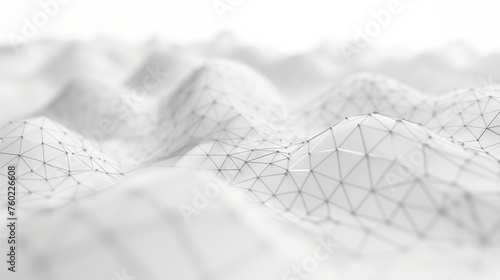 3D Abstract Polygonal White Background with Low Poly Connecting Dots and Lines - Connection Structure.