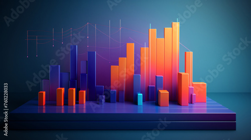 Fintech curve chart background  business data graph concept illustration