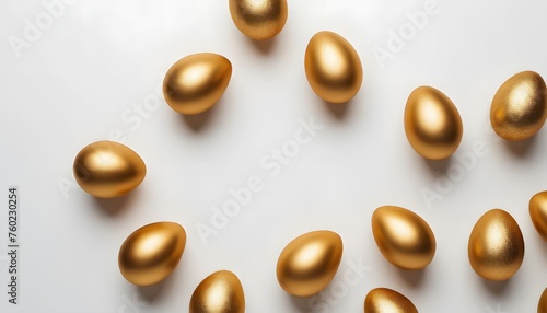 Easter background with golden painted easter eggs. Easter Day celebration