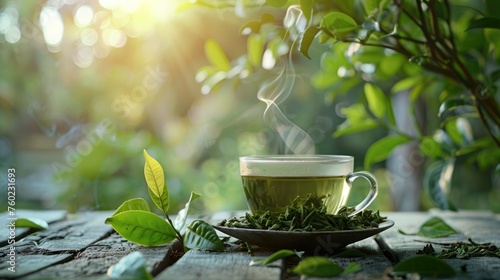 green tea on nature for heatlh photo