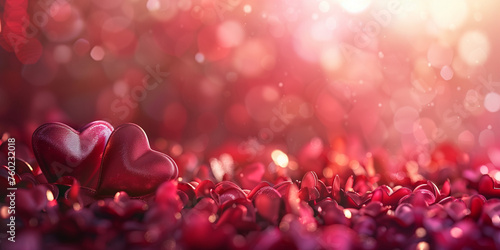 Valentine s day background with hearts and bokeh
