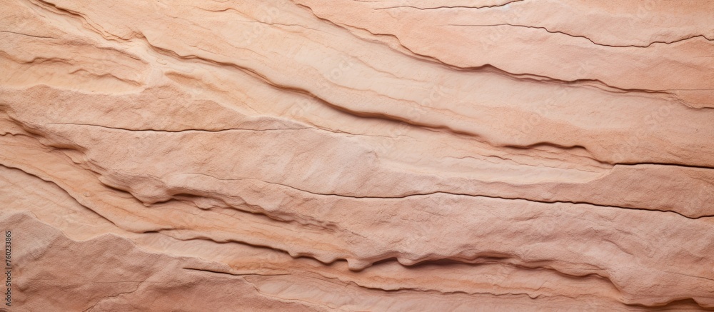 Naklejka premium A close up of hardwood plywood with a brown bedrock formation resembling a marble texture. The beige landscape outcrop adds depth to the flooring