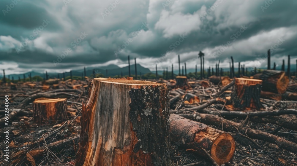 Fototapeta premium deforestation or forest burning view landscape, so dangerous for life environment