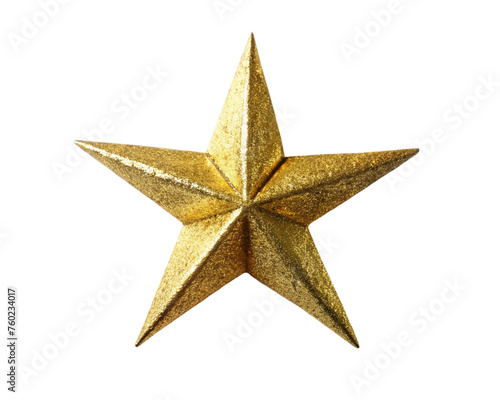 Gold Christmas star. isolated on transparent background.
