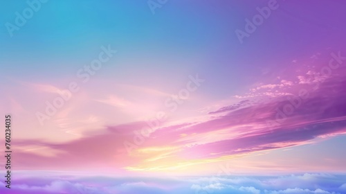 Dreamy Blue Purple Vibrant Gradient Background. Sunrise, Sunset, Sky, Water Color Overlay Neon Design Element.