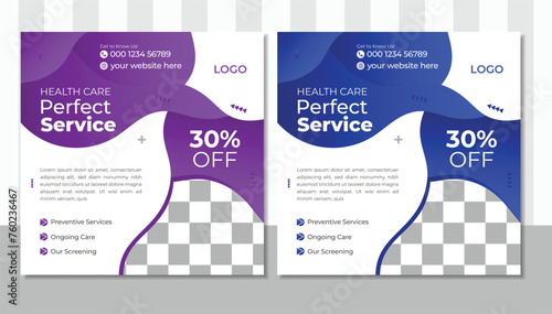Healthcare or medical square social media post design templet for hospital clinic doctor and dentist marketing ads web banner template