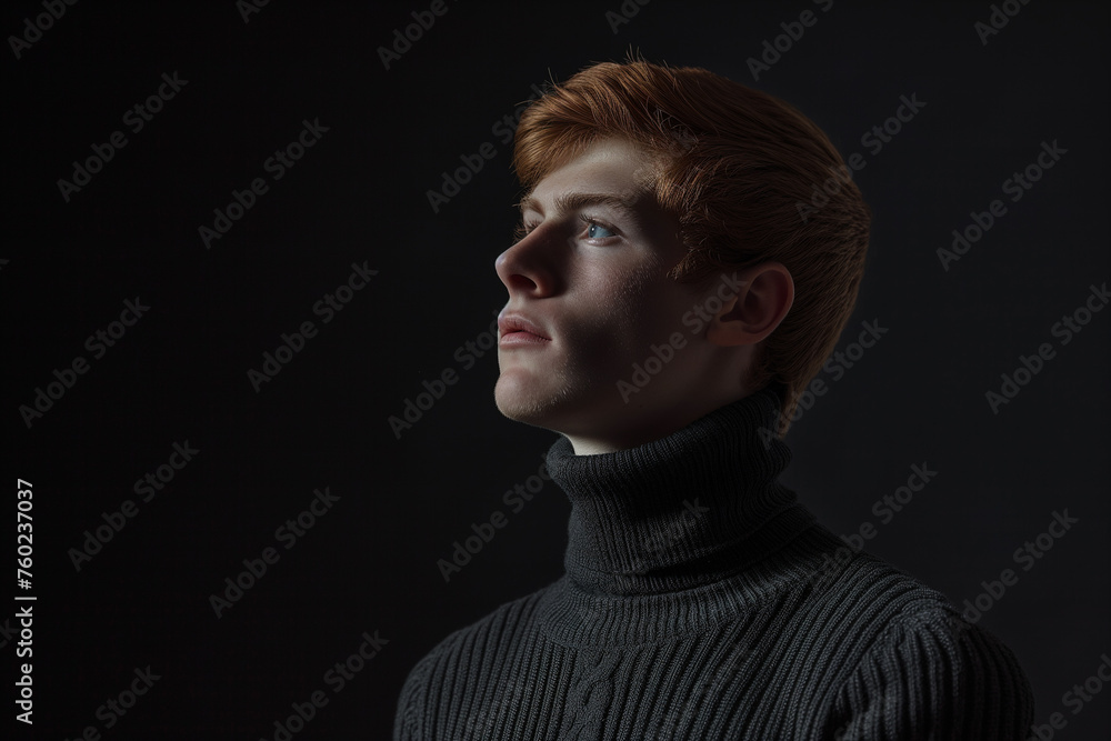 a man with a red hair and a turtle neck sweater a man with a red hair and a turtle neck sweater