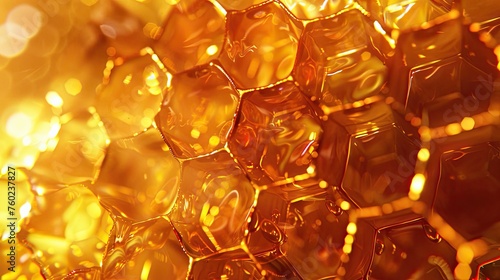 A warm amber honeycomb texture photo