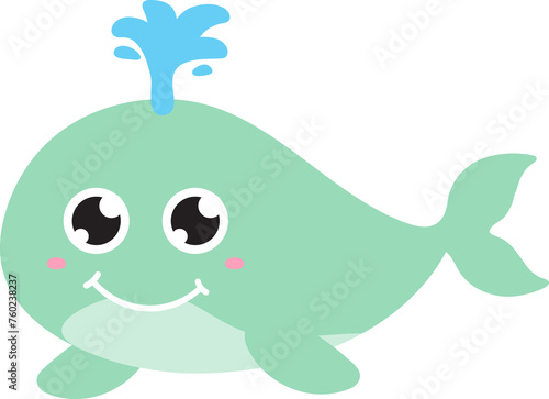 cute whale cartoon  sea animal