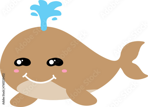 cute whale cartoon  sea animal 