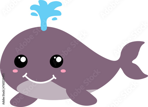 cute whale cartoon  sea animal 