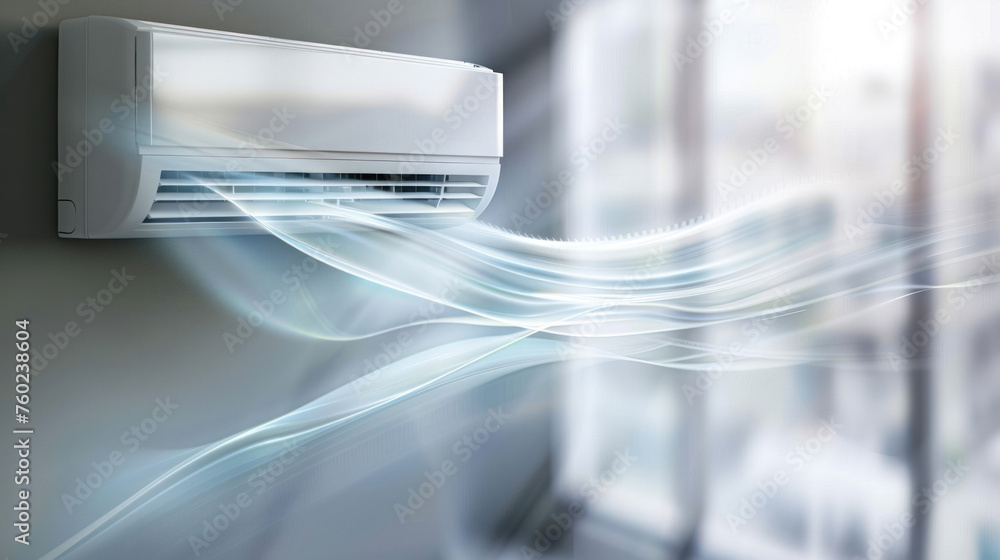 air conditioner with air flow. clean energy concept air conditioner with air flow. clean energy concept
