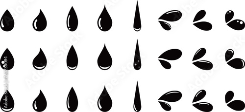 モノクロの様々な水の形のセット