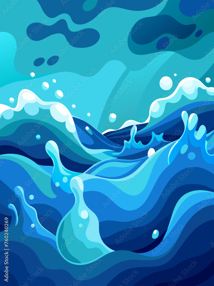 An abstract background of flowing water in shades of blue and green.