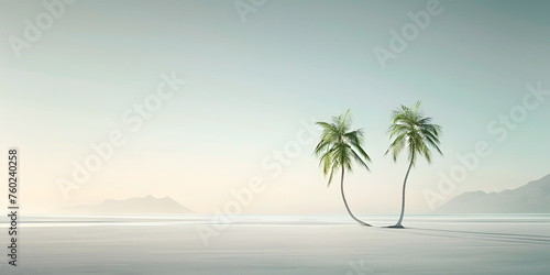 Coqueiros Tropicais em uma Praia de Areia photo