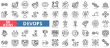 DevOps icon collection set. Containing software, development, operations, practice, combine, system development life cycle icon. Simple line vector