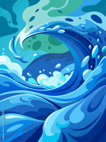 Water droplets dance and shimmer across an ethereal blue background, creating an abstract and captivating spectacle.