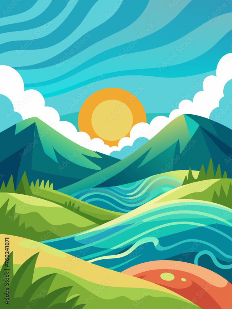 Tranquil waves gently lap against the shore in this serene landscape background.