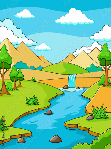 Serene water vector landscape background with calming blue hues and a tranquil atmosphere.