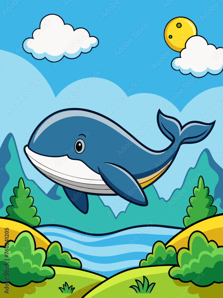 Naklejka premium whale water landscape background