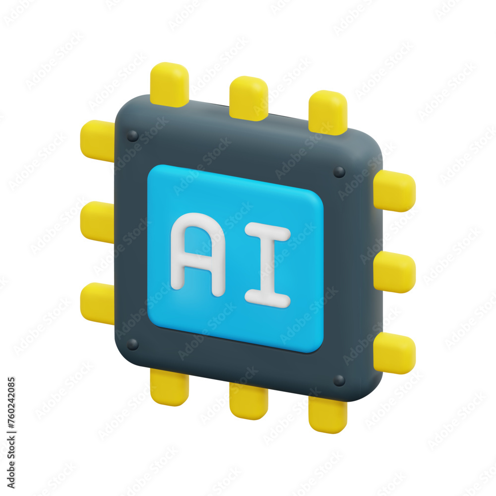 3d vector ai chip icon. Isolated on white background. 3d artificial intelligence, business and technology concept. Cartoon minimal style. 3d processor icon vector render illustration. 3d vector ai chip icon. Isolated on white background. 3d artificial intelligence, business and technology concept. Cartoon minimal style. 3d processor icon vector render illustration.