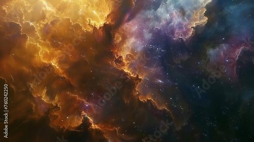 Colorful nebula clouds in deep space, depicting a mesmerizing cosmic landscape with stars and galaxies