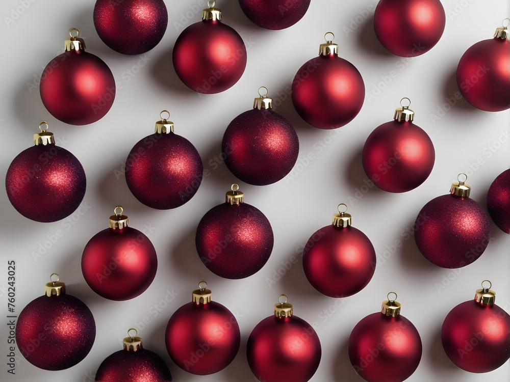 Top view of some red Christmas balls. Top view of some red Christmas balls.