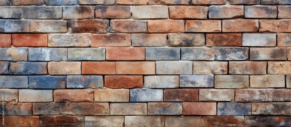 Obraz premium A detailed closeup of intricate brickwork showcasing the building materials artistry. Each brick adds character to the facade, creating a stunning composite material on the structures exterior