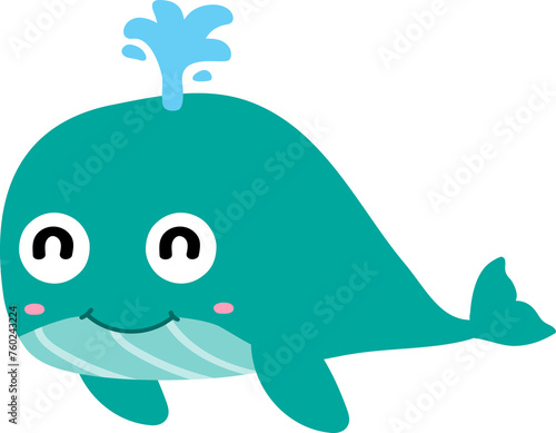 cute whale cartoon, sea animal