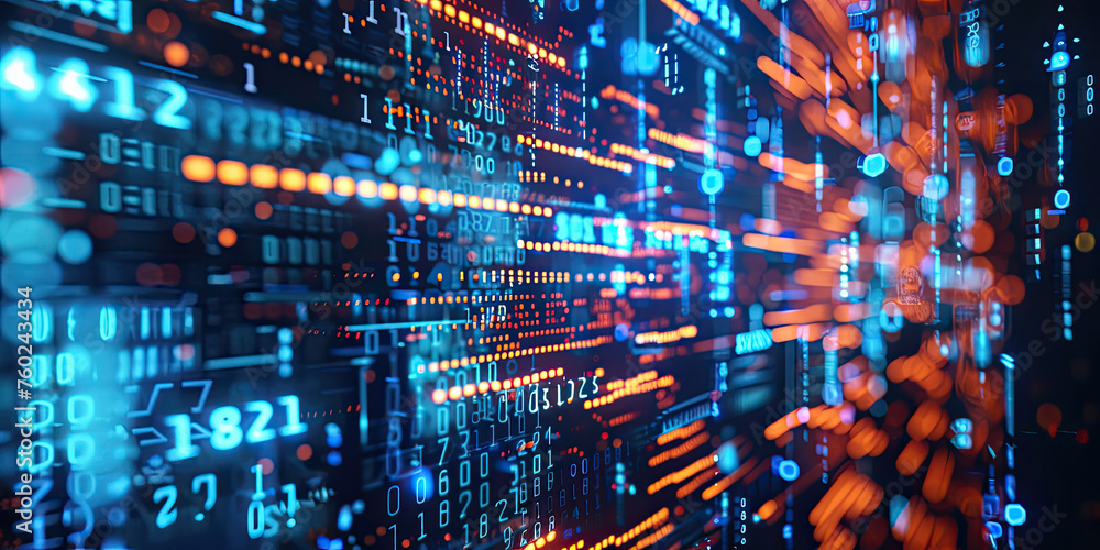 Obraz premium Background of Digital holographic binary code and big data technology concept