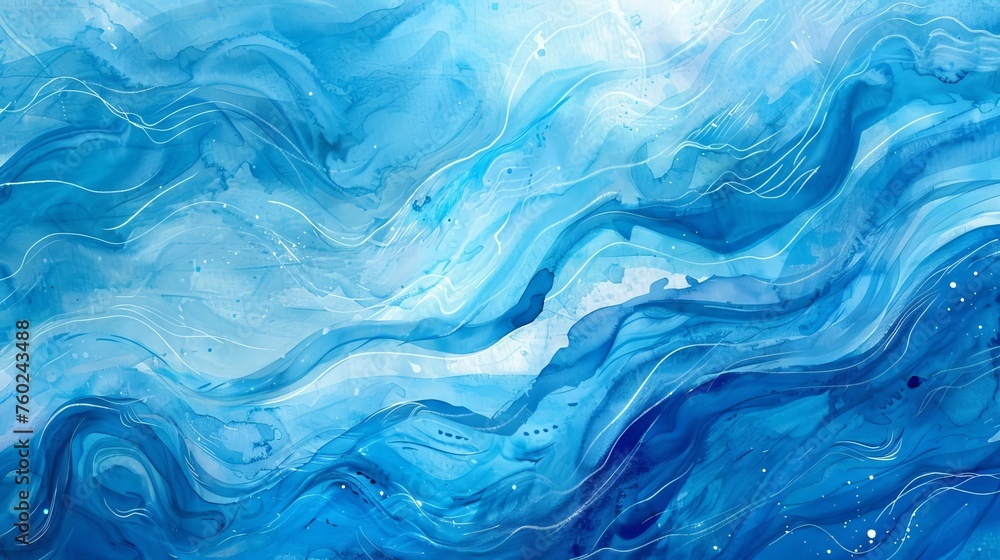 Vibrant blue abstract wave watercolor background texture Vibrant blue abstract wave watercolor background texture