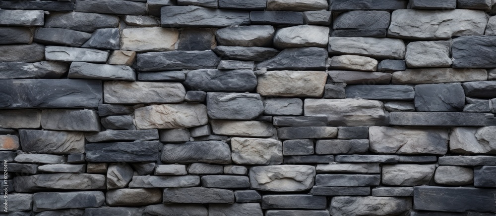 A detailed closeup of a brickwork stone wall, showcasing the intricate pattern created by the rectangular bricks. The composite material gives a sturdy and classic look to the building