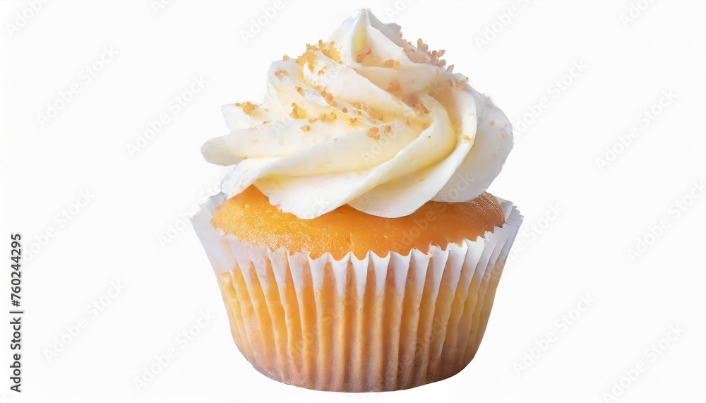 Frosted Vanilla Cupcake on White Background Frosted Vanilla Cupcake on White Background