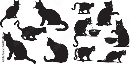Set of Silhouette Cat Vector illustration. Black cat vector illustration.
