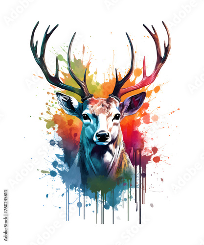 Watercolor Hunting Deer Tshirt Design PNG Files Print for White Background