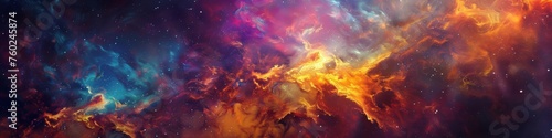 Abstract patterns resembling a cosmic nebula.