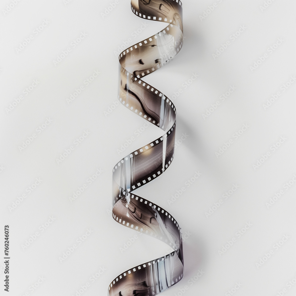 Fototapeta premium Twisting film strip on a white backdrop