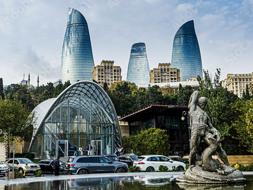 The Flame Tower in Baku, Azerbaijan, 
