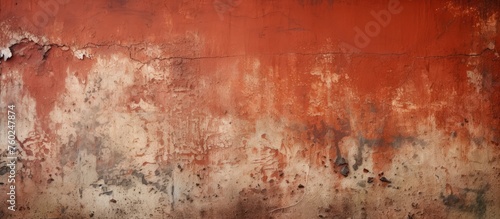 An artistic close up of a red and white wall with peeling paint resembling a natural landscape with tints and shades, creating a unique pattern