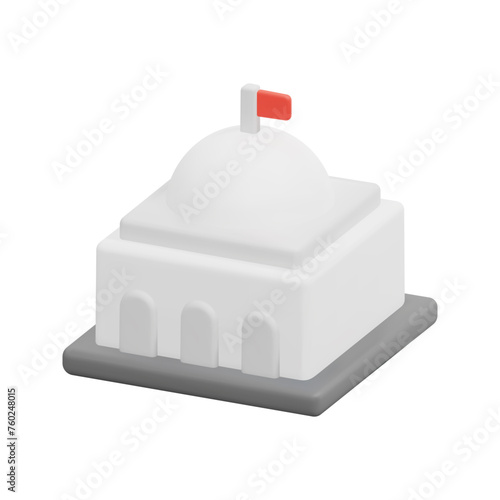 3d embassy icon vector. Isolated on white background. 3d building and architecture concept. Cartoon minimal style. 3d vector building icon render illustration.