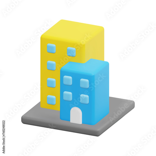 3d condominium icon vector. Isolated on white background. 3d building and architecture concept. Cartoon minimal style. 3d vector building icon render illustration.